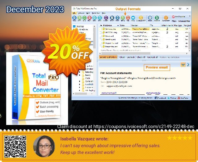 Coolutils Total Mail Converter Pro (Commercial License) discount 20% OFF, 2024 Resurrection Sunday promo sales. 20% OFF Coolutils Total Mail Converter Pro (Commercial License), verified