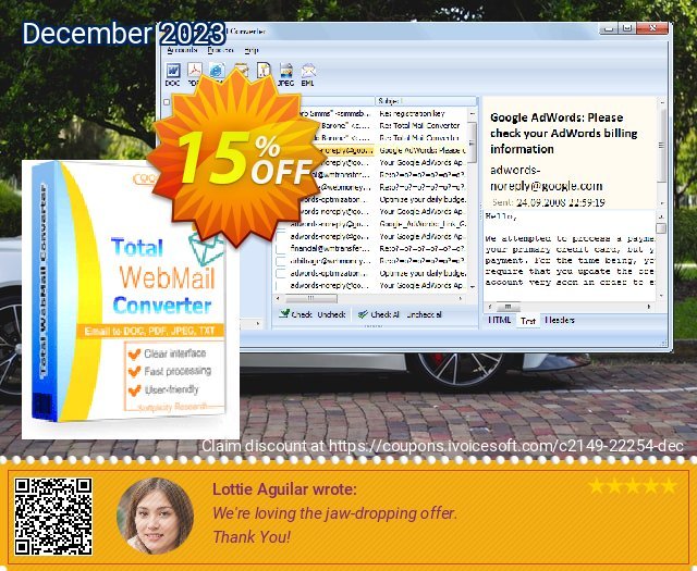 Coolutils Total Webmail Converter (Site License) discount 15% OFF, 2024 African Liberation Day offering sales. 15% OFF Coolutils Total Webmail Converter (Site License), verified
