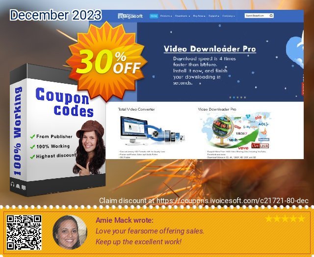 Bigasoft Video Downloader for Windows 美妙的 促销销售 软件截图
