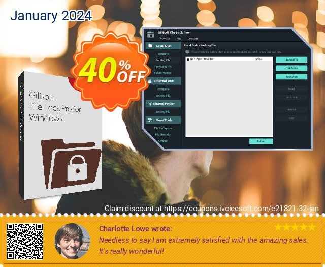 Gilisoft File Lock Pro Lifetime discount 40% OFF, 2024 Women Month offer. GiliSoft File Lock Pro - 1 PC / Liftetime free update awful promo code 2024