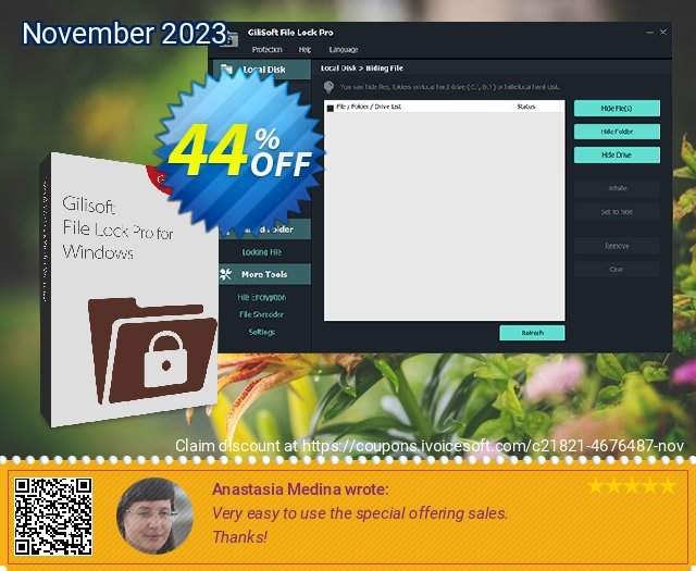 GiliSoft File Lock Pro geniale Preisreduzierung Bildschirmfoto