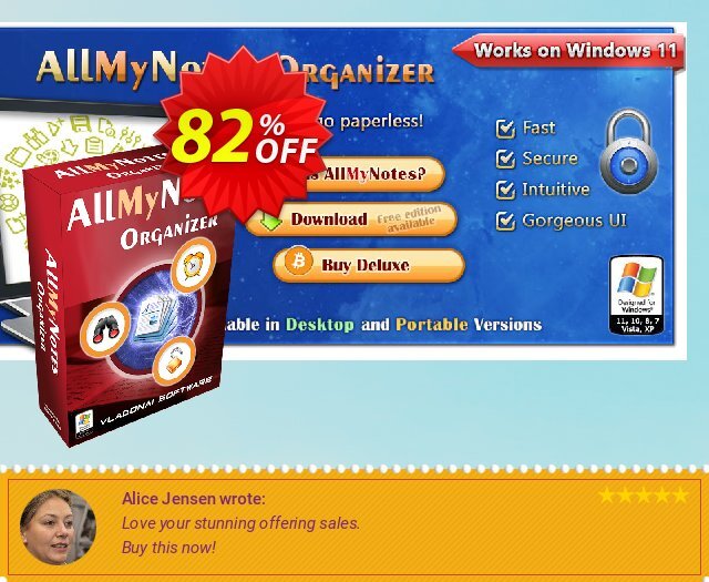 AllMyNotes Organizer Deluxe Edition (Desktop/Portable) 美妙的 优惠 软件截图