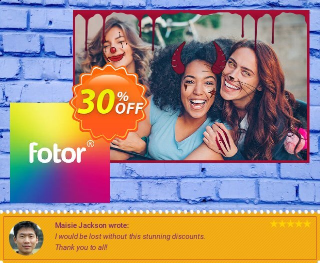 Fotor PRO discount 30% OFF, 2024 April Fools' Day offering sales. 30% OFF Fotor PRO, verified