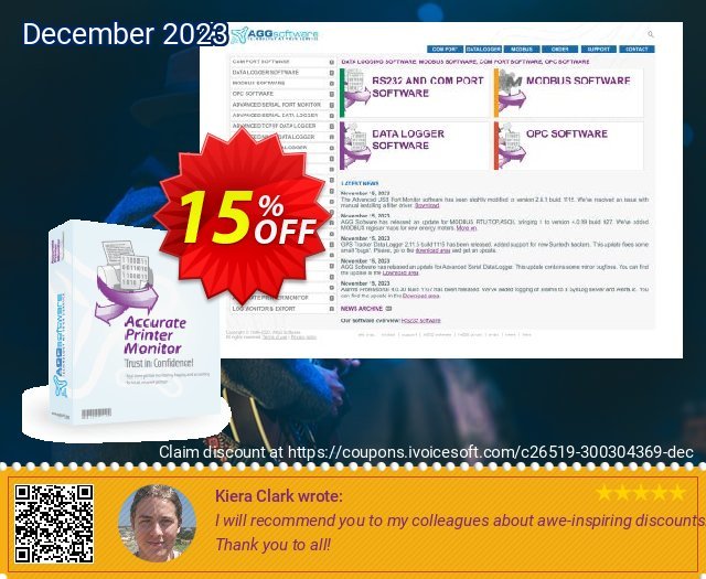 Aggsoft Accurate Printer Monitor Enterprise großartig Preisnachlass Bildschirmfoto