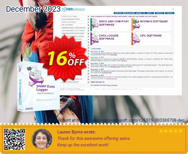 Aggsoft SNMP Data Logger discount 16% OFF, 2024 World Ovarian Cancer Day promo. Promotion code SNMP Data Logger Standard