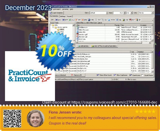 PractiCount and Invoice (Business Edition) menakuntukan kupon Screenshot