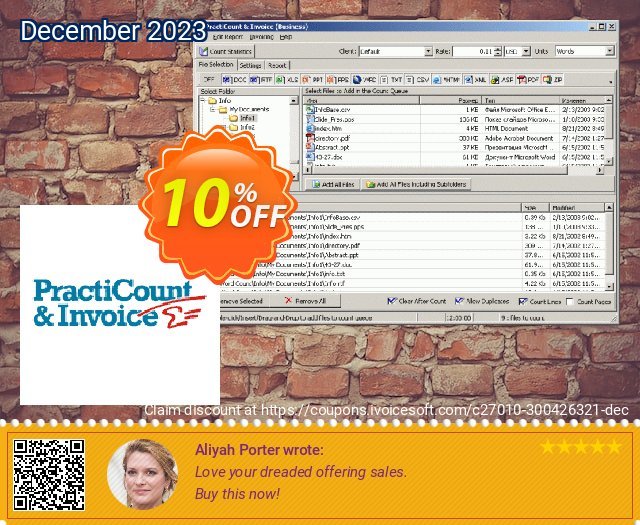 PractiCount and Invoice (Standard Edition - Site License) toll Verkaufsförderung Bildschirmfoto