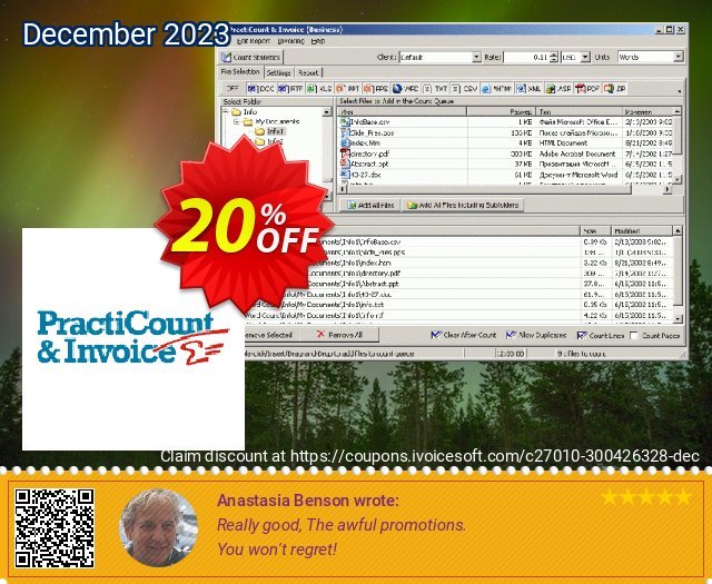 PractiCount and Invoice Enterprise Edition umwerfenden Beförderung Bildschirmfoto