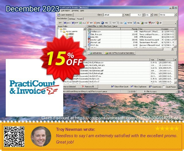PractiCount and Invoice Standard Edition Site License discount 15% OFF, 2024 World Heritage Day sales. Coupon code PractiCount and Invoice (Standard Edition - Site License) - 15% OFF