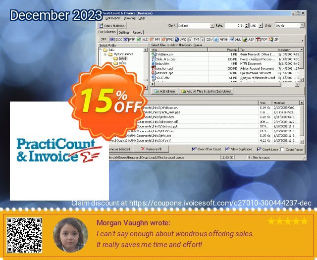 PractiCount and Invoice (World License) discount 15% OFF, 2024 Easter Day offer. Coupon code PractiCount and Invoice (Standard Edition - World License) - 15% OFF