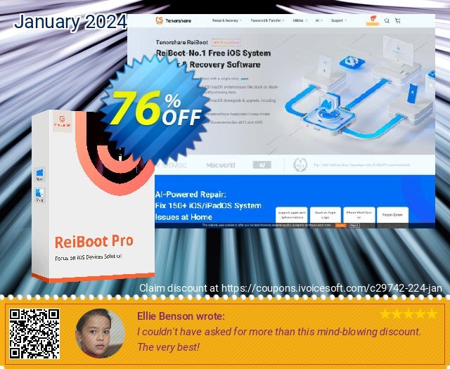 Tenorshare ReiBoot Pro discount 76% OFF, 2023 World Backup Day offering sales. 10% Tenorshare 29742