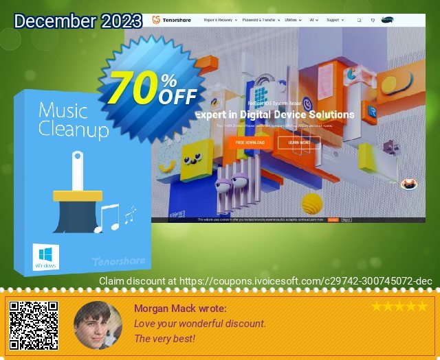 Tenorshare iTunes Music Cleanup (2-5 PCs) discount 70% OFF, 2023 Easter Day offering sales. discount