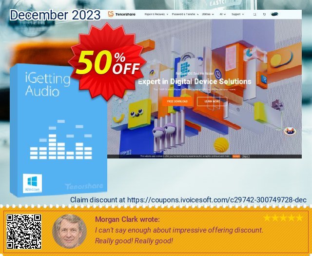 Tenorshare iGetting Audio (Unlimited License) discount 50% OFF, 2023 April Fools' Day offering sales. 30-Day Money-Back Guarantee
