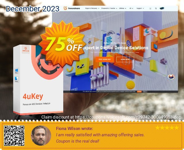 Tenorshare 4uKey discount 75% OFF, 2023 April Fools' Day promo sales. discount
