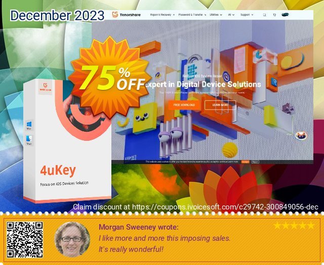 Tenorshare 4uKey (Lifetime License) discount 75% OFF, 2023 April Fools' Day offering sales. discount
