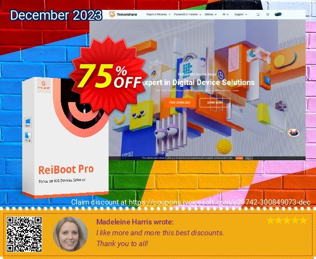 Tenorshare ReiBoot Pro for Mac (Lifetime License) discount 75% OFF, 2023 April Fools' Day promo. discount