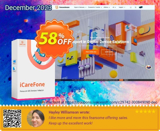 Tenorshare iCareFone (1 Month License) discount 58% OFF, 2023 Good Friday offering deals. 58% OFF Tenorshare iCareFone (1 Month License), verified
