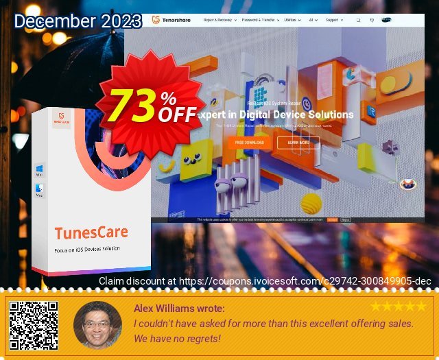 Tenorshare TunesCare Pro (2-5 PCs) discount 73% OFF, 2023 Good Friday offering discount. discount