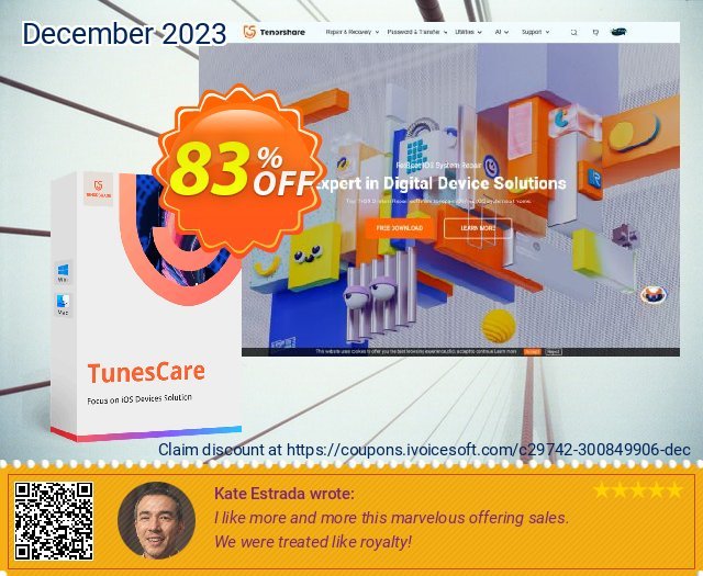 Tenorshare TunesCare Pro (6-10 PCs) discount 83% OFF, 2022 New Year discount. discount