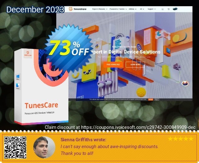 Tenorshare TunesCare Pro for Mac discount 73% OFF, 2022 January offering deals. discount