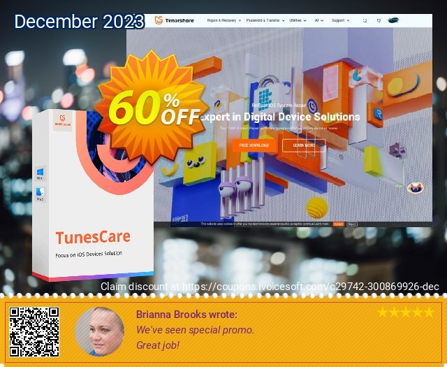 Tenorshare TunesCare Pro (Unlimited License) discount 60% OFF, 2023 Easter promotions. discount