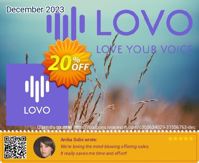 LOVO Studio Freelancer (Monthly) discount 20% OFF, 2022 New Year's Weekend promotions. 20% OFF LOVO Studio Freelancer (Monthly), verified