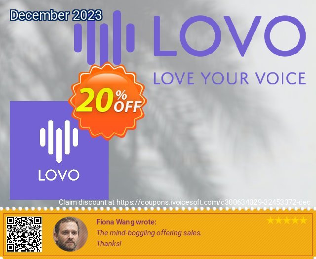 LOVO Studio Unlimited (Monthly) discount 20% OFF, 2024 Easter Day deals. 20% OFF LOVO Studio Unlimited (Monthly), verified