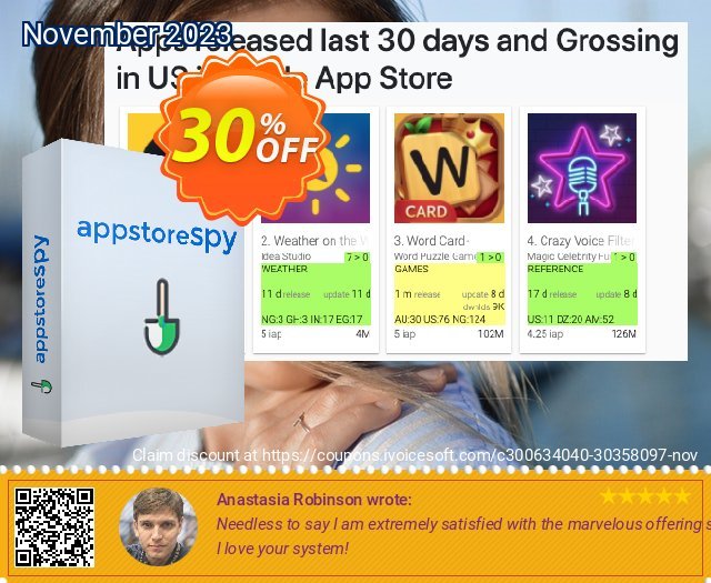 AppstoreSpy Business App Intelligence discount 30% OFF, 2024 Easter Day offering sales. BLACKFRIDAY