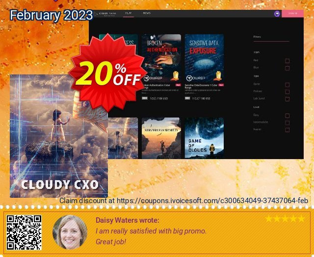 Cloudy for CxO Cyber Range discount 20% OFF, 2024 Spring offering sales. Cloudy for CxO Exclusive discount code 2024
