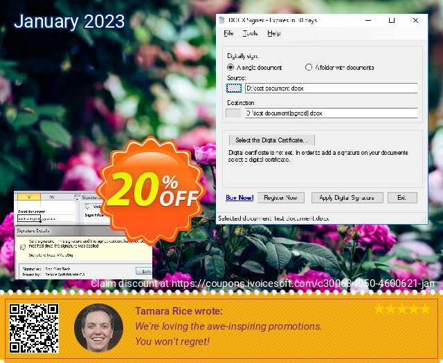 DOCX Signer discount 20% OFF, 2024 Mother Day discount. DOCX Signer Wonderful discount code 2024