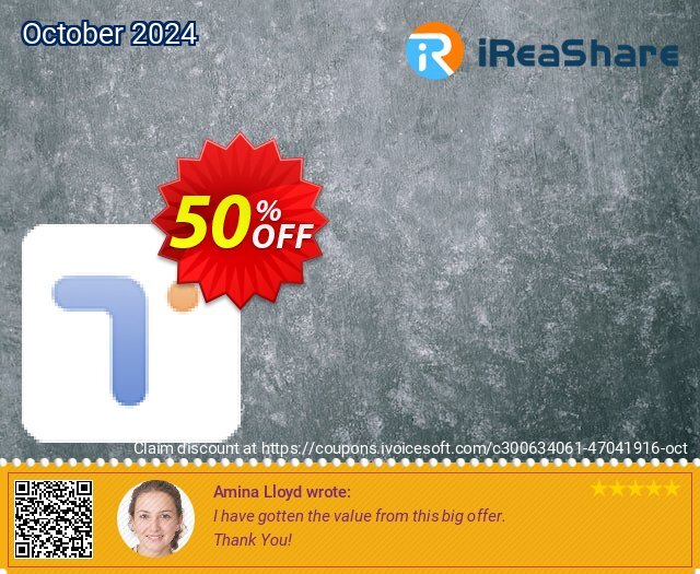 iReaShare Phone Transfer - 1 Year License(10 PCs) discount 50% OFF, 2024 Magic Day offer. iReaShare Phone Transfer - 1 Year License(10 PCs) Stunning promotions code 2024