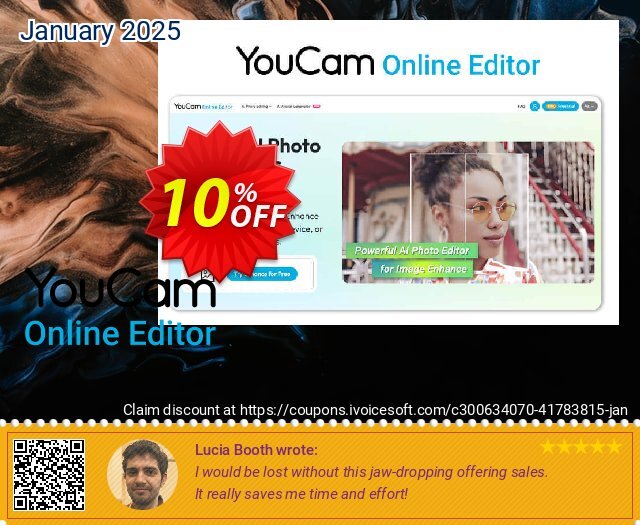 YouCam Online Editor - 500 credits discount 10% OFF, 2025 Spring offering sales. YouCam Online Editor - 500 credits Awful offer code 2025