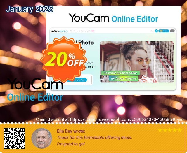 YouCam Online Editor - 1000 credits/mo 口が開きっ放し 推進 スクリーンショット