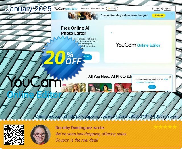 YouCam Online Editor - 50000 credits/mo x 12 discount 20% OFF, 2025 New Year's Day offering sales. Affiliate