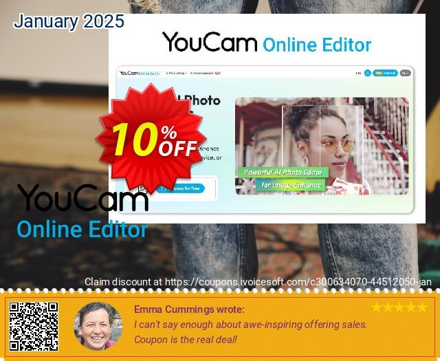 YouCam Online Editor - 200 credits discount 10% OFF, 2025 New Year's Weekend offering sales. YouCam Online Editor - 200 credits Wondrous deals code 2025