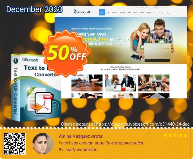 iStonsoft Text to PDF Converter discount 50% OFF, 2024 World Backup Day offering sales. 60% off