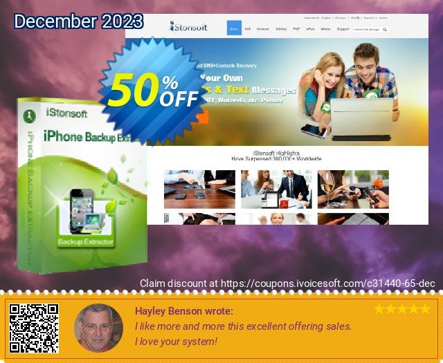 iStonsoft iPhone Backup Extractor umwerfende Promotionsangebot Bildschirmfoto
