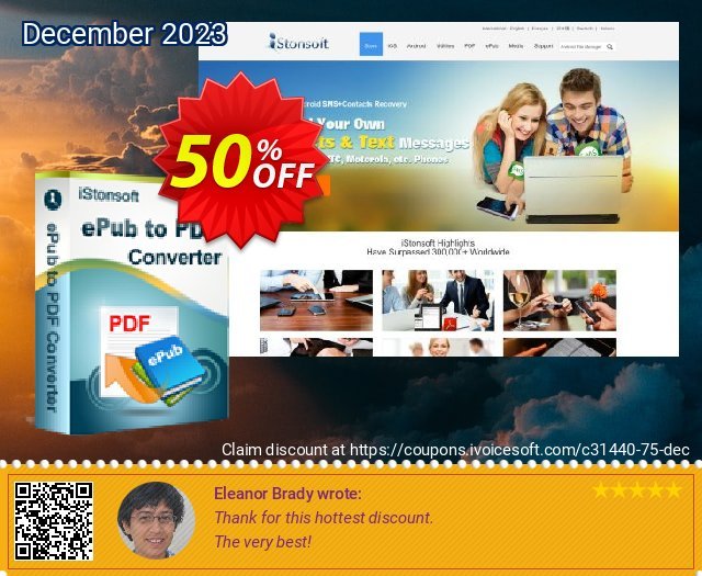 iStonsoft ePub to PDF Converter discount 50% OFF, 2024 World Heritage Day offering sales. 60% off