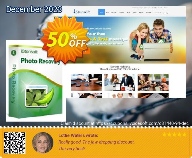 iStonsoft Photo Recovery discount 50% OFF, 2024 Mother Day offering sales. 60% off