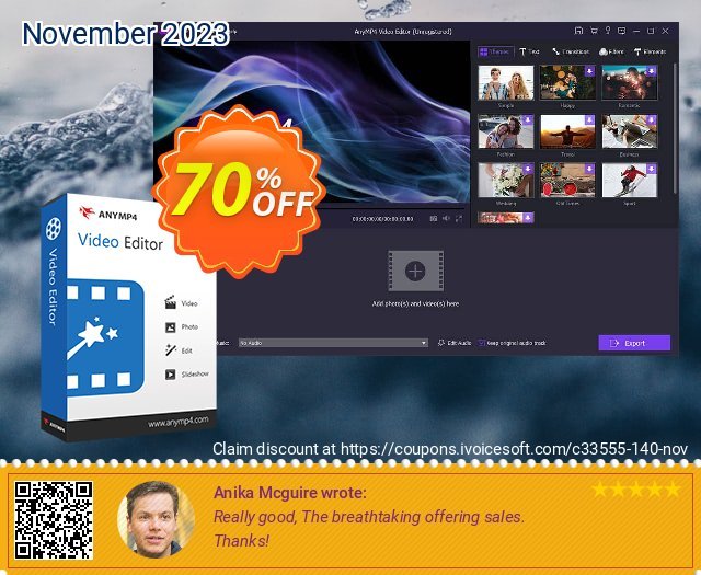 AnyMP4 Video Editor erstaunlich Rabatt Bildschirmfoto