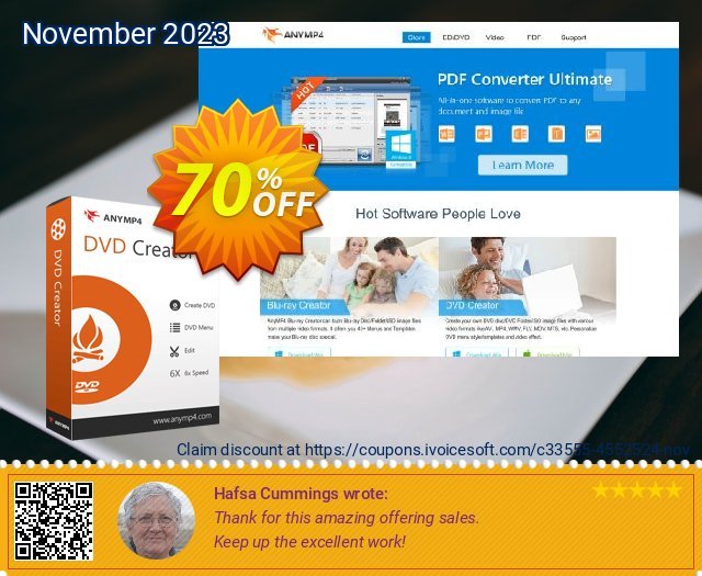 AnyMP4 DVD Creator Lifetime discount 70% OFF, 2024 Spring promo. AnyMP4 coupon (33555)
