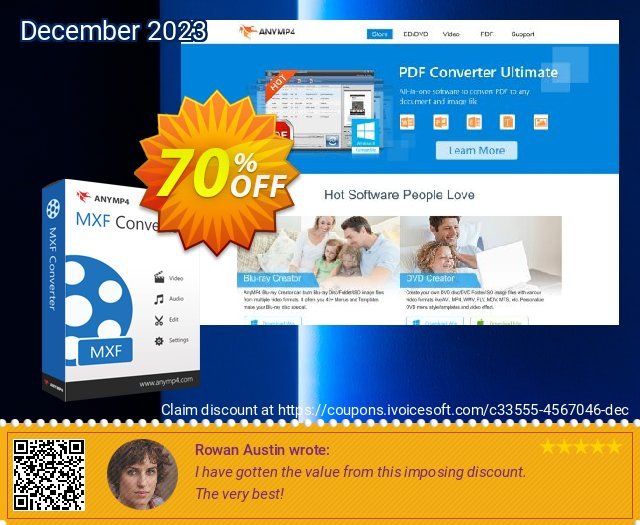 AnyMP4 MXF Converter discount 70% OFF, 2024 April Fools' Day offering sales. AnyMP4 coupon (33555)