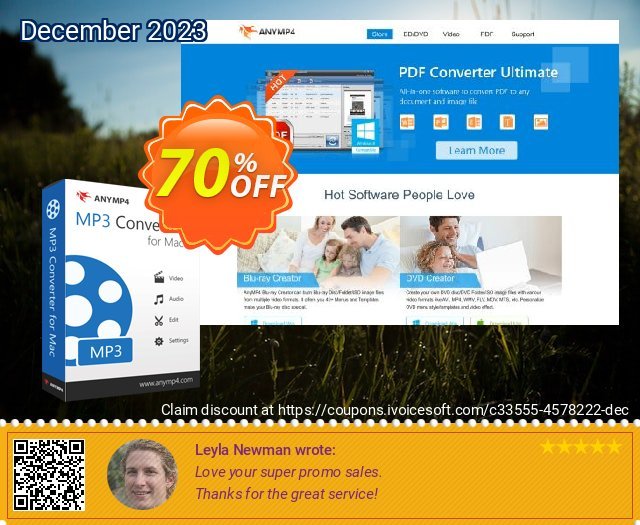 AnyMP4 MP3 Converter for Mac discount 70% OFF, 2024 Memorial Day sales. AnyMP4 coupon (33555)
