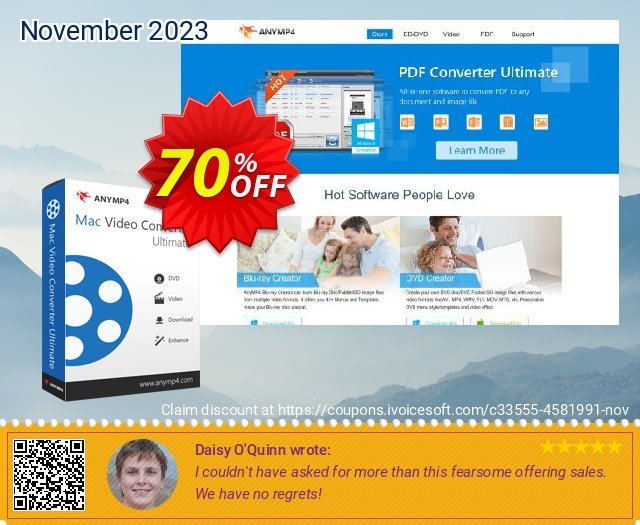 AnyMP4 Mac Video Converter Ultimate Lifetime discount 70% OFF, 2024 Easter offering sales. AnyMP4 coupon (33555)