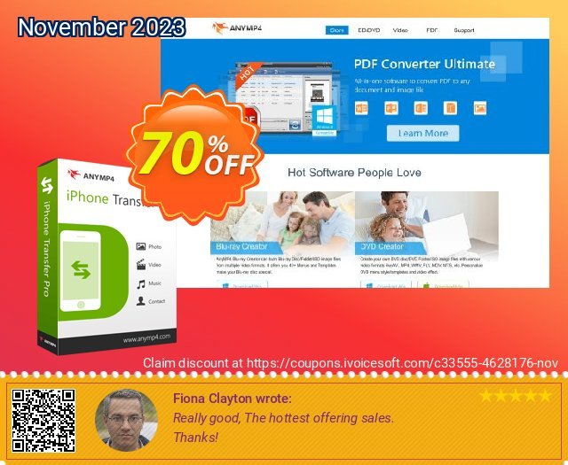 Get 70% OFF AnyMP4 iPhone Transfer Pro Lifetime promo sales