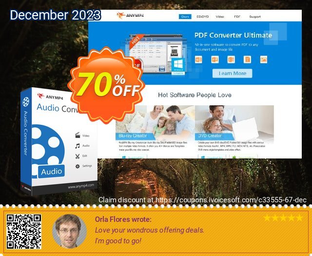 AnyMP4 Audio Converter discount 70% OFF, 2023 Happy New Year offering sales. AnyMP4 coupon (33555)