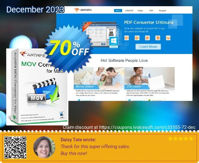 AnyMP4 MOV Converter for Mac Lifetime License discount 70% OFF, 2024 Easter Day discount. AnyMP4 coupon (33555)