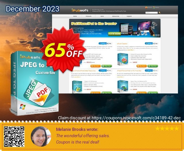 iPubsoft JPEG to PDF Converter discount 65% OFF, 2024 Easter Day promo. 65% disocunt