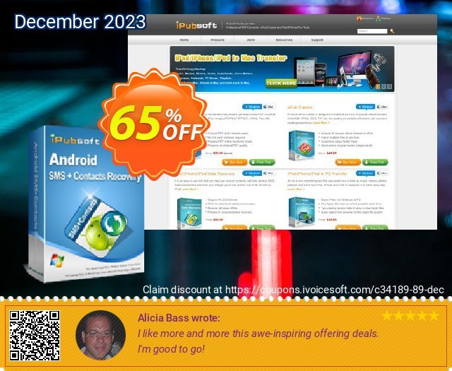 iPubsoft Android SMS+Contacts Recovery discount 65% OFF, 2022 All Hallows' evening offering discount. 65% disocunt
