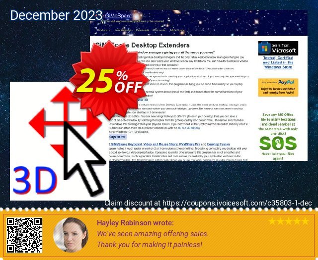 Get 25% OFF GiMeSpace Desktop Extender 3D discounts
